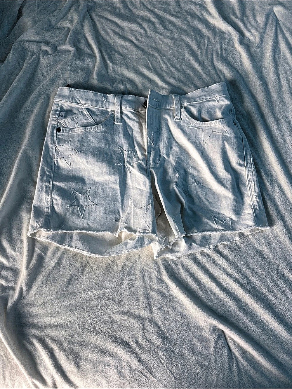 Rock & Republic Mid Rise Short Frayed Mid-Rise Jean Shorts in White Size 10 NWT